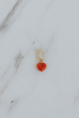 Wings Hawaii vintage red coral puffed heart charms in 14k gold-filled. Fine jewelry handmade in Maui. Mix, match, customize modern charm necklaces made in Hawaii.  thumbnail