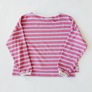 Boxy Long Sleeve - Pink, Blue and White Stripe