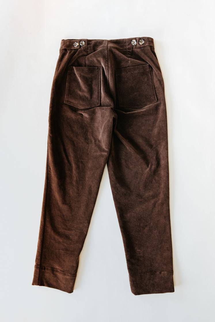 Retro Pocket Pants - Brown Corduroy - back