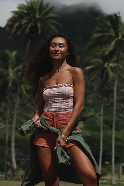 Wings Hawaii retro pocket shorts in coral orange corduroy 