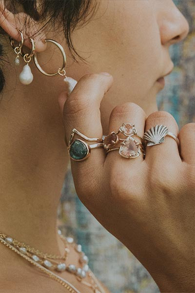 Dew Drop Ring - Labradorite Mixed Metals