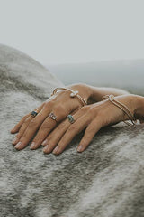 wings hawaii rings and ti leaf bracelets on model's hands thumbnail