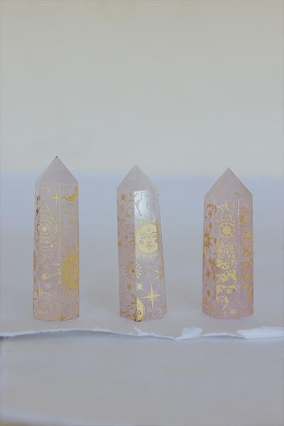 Celestial Printed Rose Quartz Point