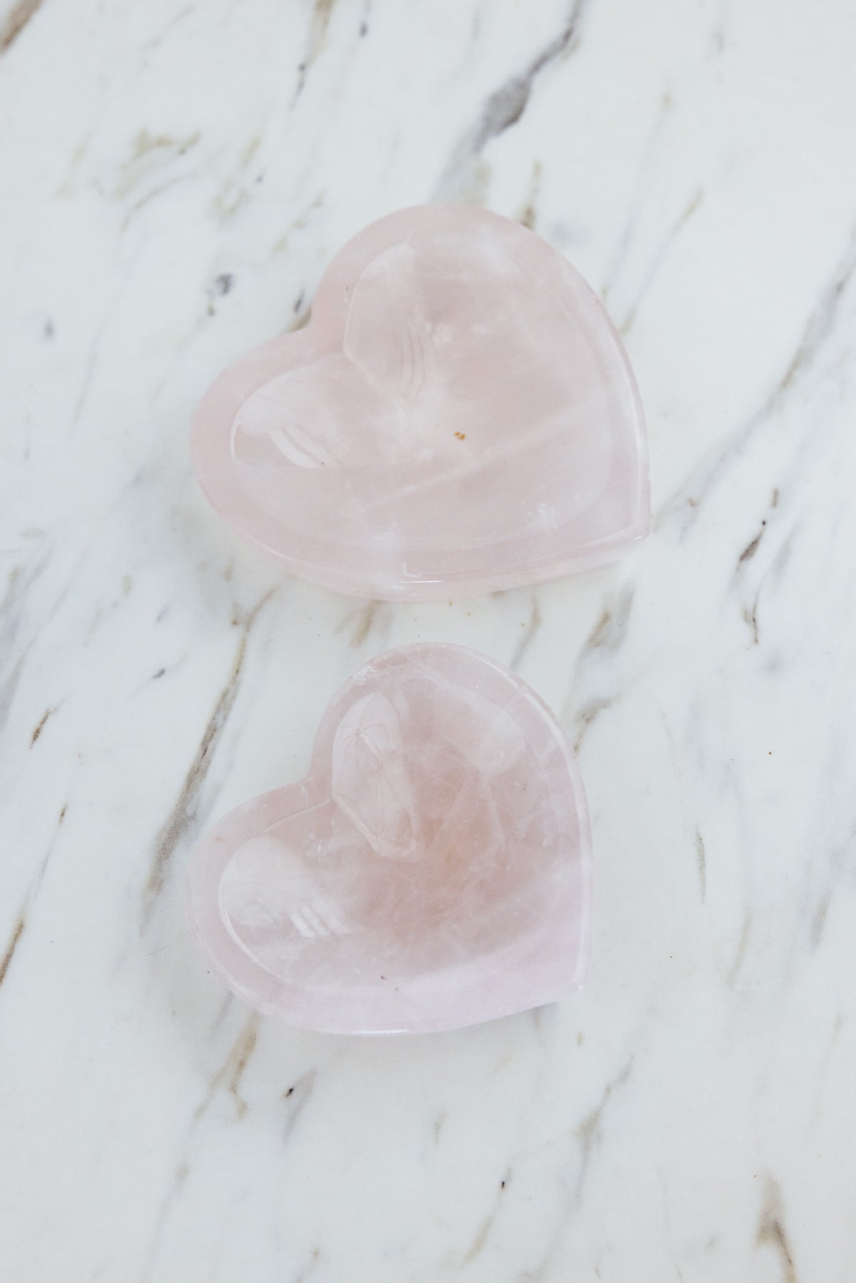 Wings Hawaii rose quartz heart shaped bowls. Unique crystal gemstone gifts from Maui. 