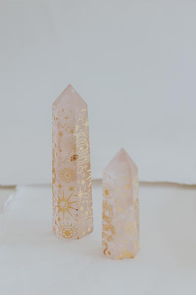 Celestial Printed Rose Quartz Point