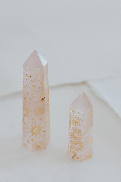 Celestial Printed Rose Quartz Point