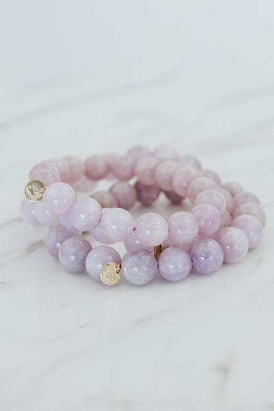 Stretchy Beaded Bracelet Large - Kunzite