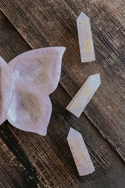 Celestial Printed Rose Quartz Point