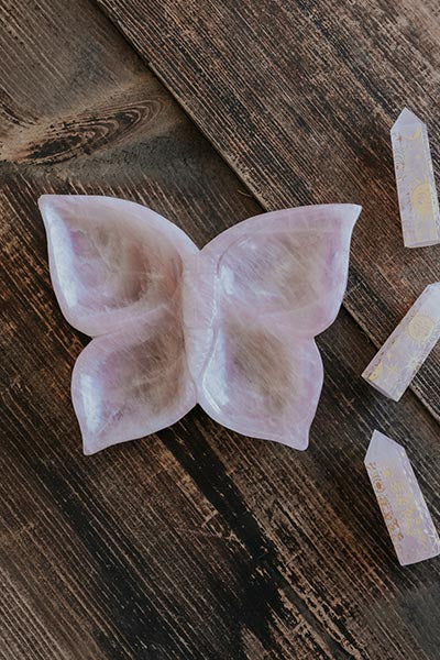 Rose Quartz Butterfly Jewelry Dish