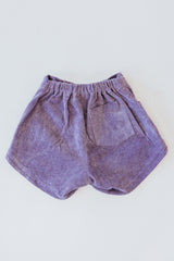 Wings Hawaii retro pocket shorts in lilac corduroy. Designed with aloha in Maui. Sustainable, small batch, women's apparel handcrafted for an island lifestyle.  thumbnail