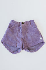 Wings Hawaii retro pocket shorts in lilac corduroy. Designed with aloha in Maui. Sustainable, small batch, women's apparel handcrafted for an island lifestyle.  thumbnail