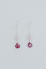 Wings Hawaii Good Karma earrings with aquamarine and ruby on sterling silver chain  thumbnail