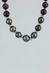 Wings Hawaii Ruby and Tahitian pearl beaded necklace. Fine jewelry handcrafted in Maui. 14k gold-filled findings and spacer beads.  thumbnail