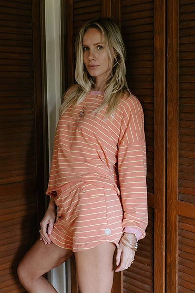 Boxy Long Sleeve - Clay Stripe