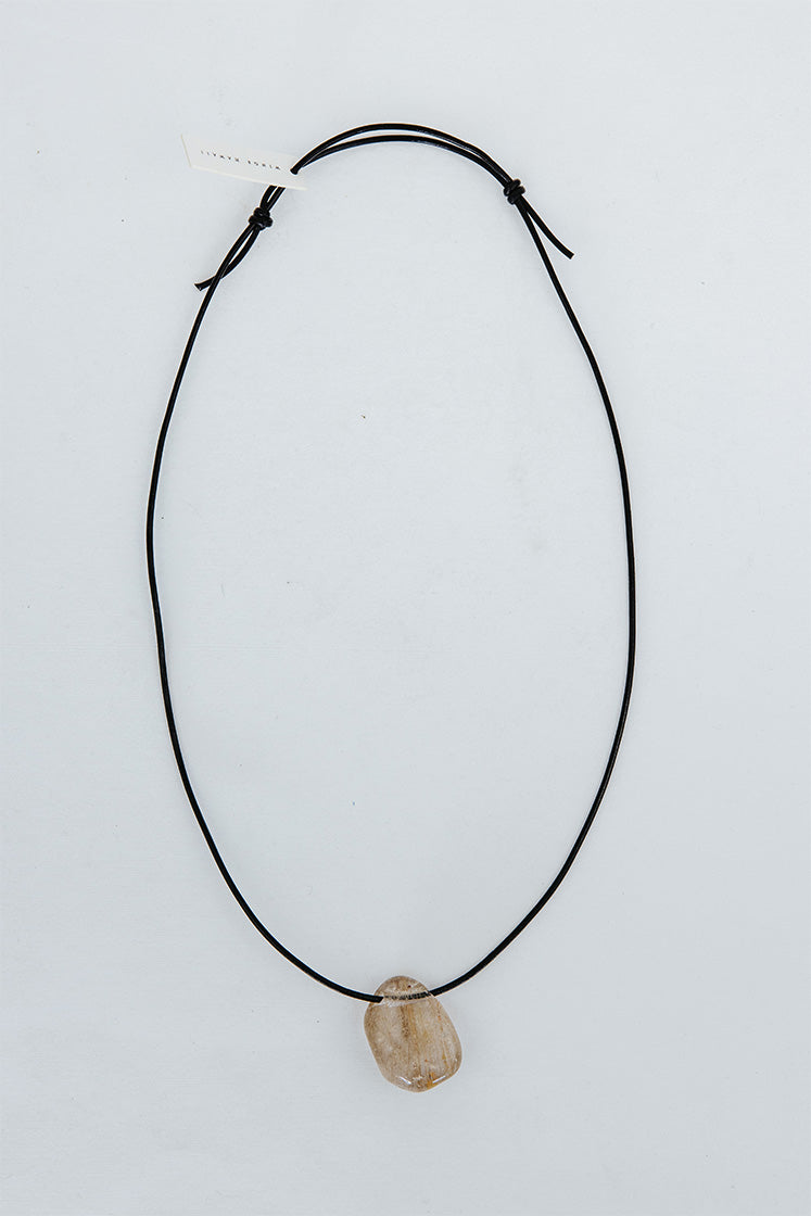 Leather Necklace - Rutilated Quartz