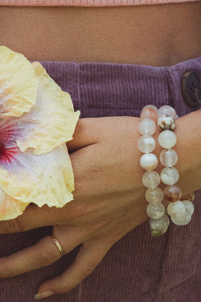 Gem Stretch Bracelet Large - Sakura Agate