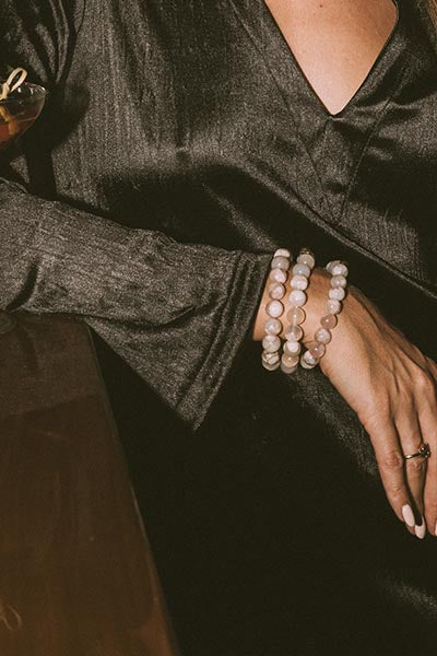 Stretchy Beaded Bracelet - Sakura Agate