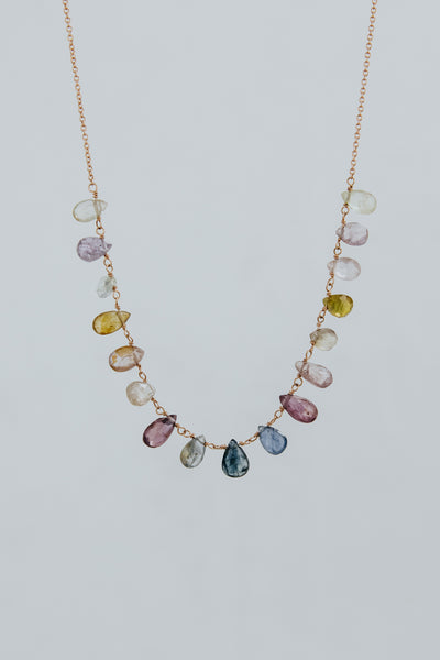 Sapphire Crown Jewels Necklace | 14k Rose Gold