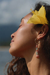 Clasp Hoop Shell Pile Earrings | Aquamarine + Spiny Scallop thumbnail