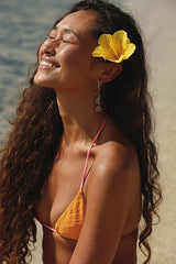 Clasp Hoop Shell Pile Earrings | Aquamarine + Spiny Scallop thumbnail