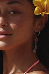 Clasp Hoop Shell Pile Earrings | Aquamarine + Spiny Scallop thumbnail