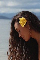 Clasp Hoop Shell Pile Earrings | Aquamarine + Spiny Scallop thumbnail