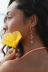 Clasp Hoop Shell Pile Earrings | Aquamarine + Spiny Scallop thumbnail