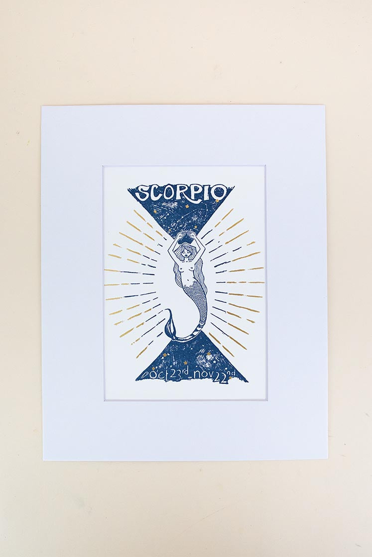 Wings Hawaii zodiac letterpress prints - scorpio matted