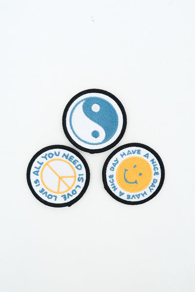 Embroidered Patch Set - Yin Yang, Love, Nice Day