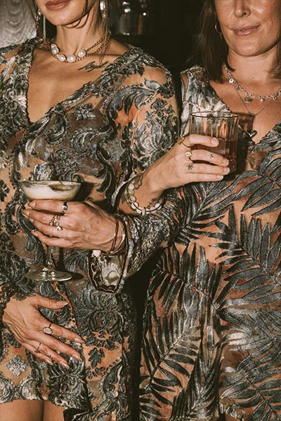 Bell Sleeve Mini Dress - Sheer Palms