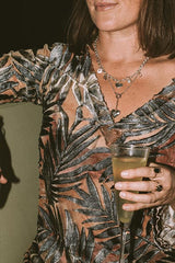 Bell Sleeve Mini Dress - Sheer Palms thumbnail