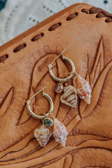 wings hawaii charm hoops with triton and miter shells in 14k yellow gold fill  thumbnail