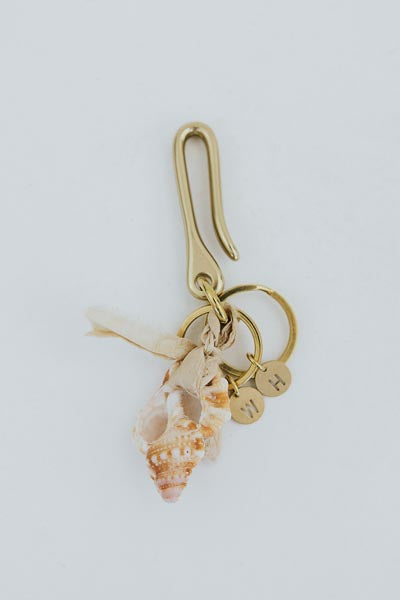 Fishermans Hook, Shell & Silk Keychain
