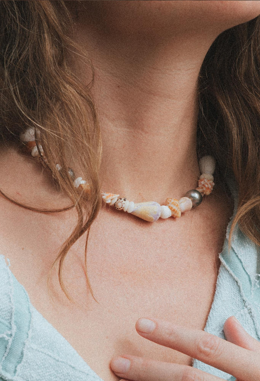Shell Pile Necklace - Tahitian Pearl