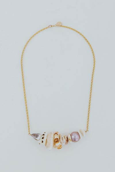 Shell Lei Choker - Pink Freshwater Pearl 1