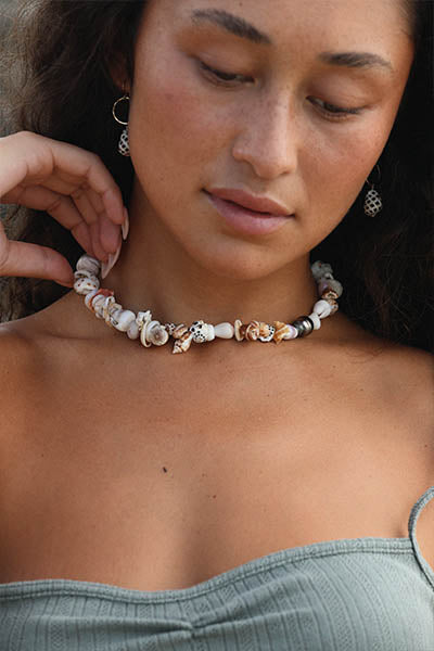 Shell Pile Necklace - Tahitian Pearl