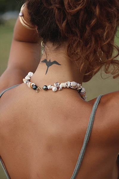 Shell Pile Necklace - Tahitian Pearl