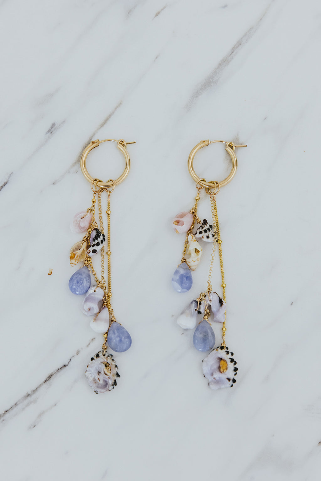 Shell Pile Charm Hoops | Lavender Dream