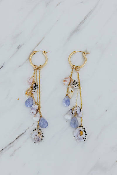 Shell Pile Charm Hoops | Lavender Dream