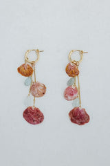 Clasp Hoop Shell Pile Earrings | Aquamarine + Spiny Scallop thumbnail