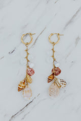 Shell Pile Charm Hoops | Moonstone