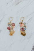 Shell Pile Charm Hoops - Sunrise, Scallop + Aquamarine