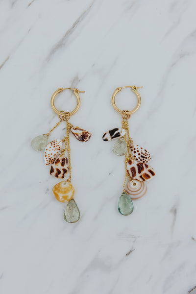 Shell Pile Charm Hoops | Cone Shell Chip Mix
