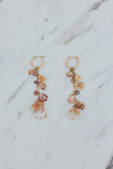 Shell Pile Charm Hoops | Spinel + Spiny Scallop