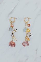 Shell Pile Charm Hoops | Shell Mix + Aquamarine