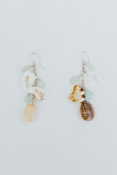 Shell Pile Earrings | Aquamarine + Shells | SS