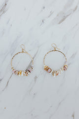 Shell Lei Hoop Earrings - Pink Pearl