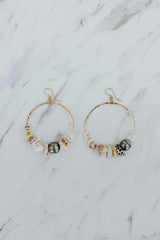 Shell Lei Hoop Earrings - Tahitian Pearl