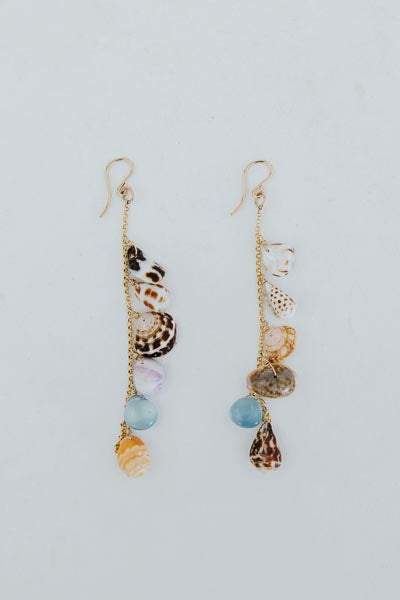 Shell Pile Earrings | Aquamarine + Mini cones