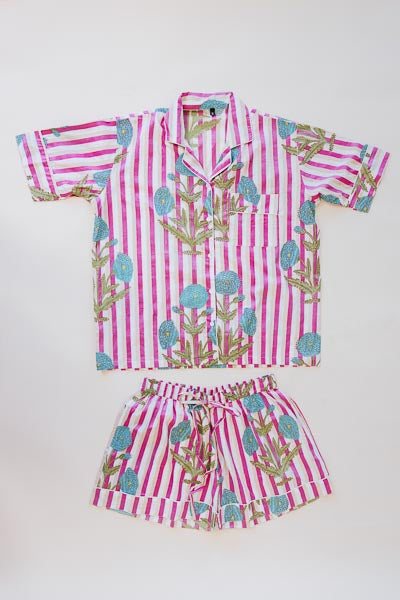 Block Print Pajama Sets - Short Sleeve